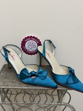 Rainbow Club Teal Satin Style Kitten Heels