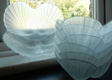 HOYA 1 Serving Bowl & 6 Individual Bowls Crystal Clam Shell SALAD PRAWN COCKTAIL