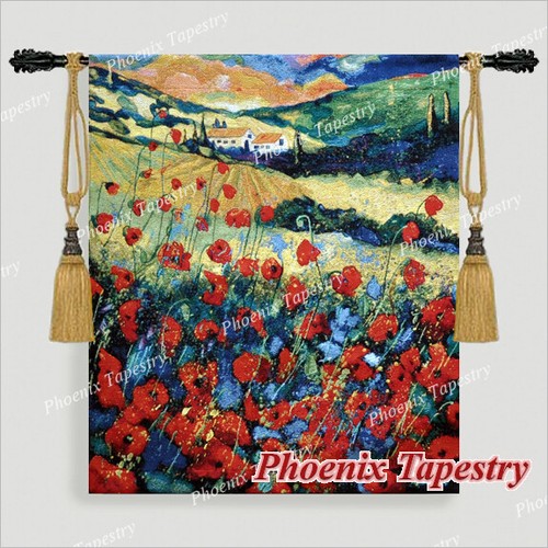 Red poppies tapestry wall - tapestry,