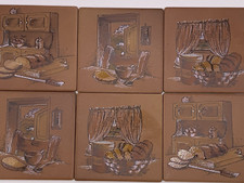 6 Vintage Italian Ceramic Wall Tiles Marte Cucina Piemme Cottage Design