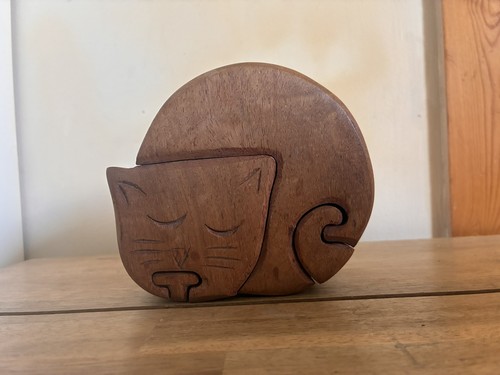 Cat puzzle box wooden two - box,