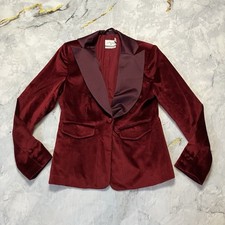 ALTUZARRA : Women’s Limited Edition Red Velvet Tuxedo Blazer Jacket M