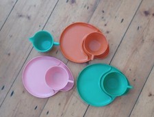 Bandalasta VINTAGE trio of cup and saucers in gorgeous colours. GREAT CONDITION.