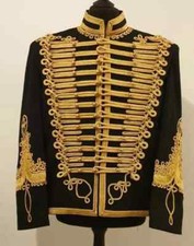 Men's Napoleonic Black Hussar Jacket 18th Century Military Tunic Costume