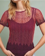 Anthropologie Moulinette Souers Red Chevron Beaded Top XL