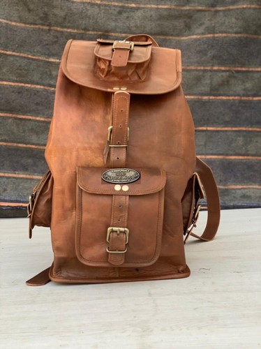 Men vintage leather backpack - men's,