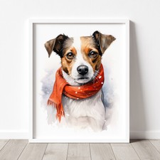 Jack Russell in a Winter Scarf