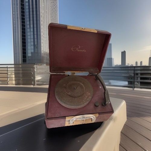 Vintage portable record player - record,