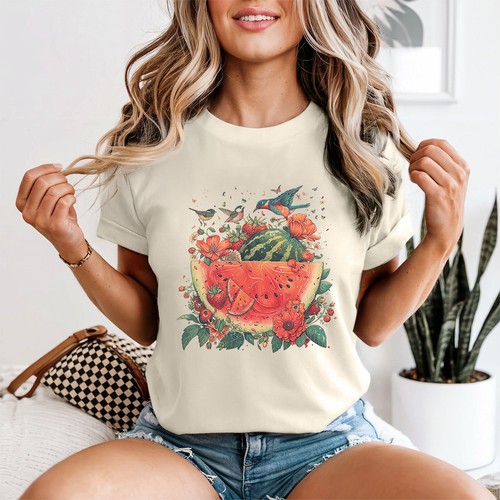 Watermelon floral birds womens - watermelon,