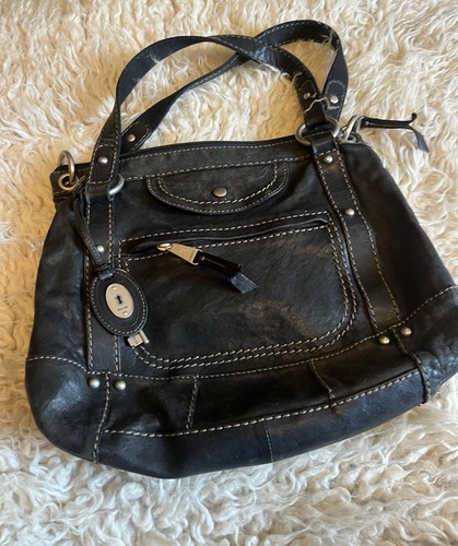 Fossil black leather - leather, tote