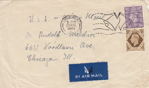 Kgv1 airmail cover with - gb,