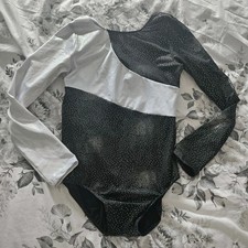 Girls Black And Silver Leotard Size 160 11-13 Years Old