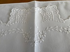 Lovely Vintage Cotton Nightdress Case.Beautiful Whitework Embroidery 16"x20"