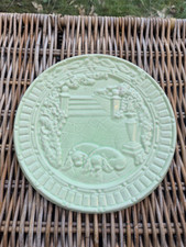 Vintage Green Embossed Decorative Plate Wade? Feature Wall Dog Detail 