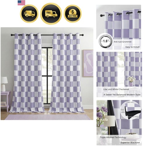 Blackout checkered curtains - blackout,