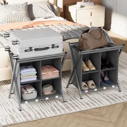 Folding metal luggage rack - folding,