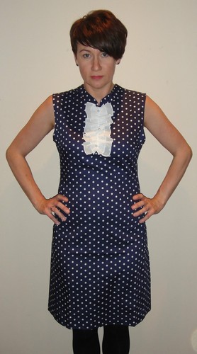Navy white polka dot ruffle - polka,