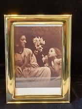 Vintage Brass Photo Frame With  "The Annunciation" Post Cart .