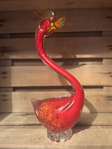 Red glass bird figurine - bird,