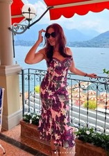 ZARA FLORAL GODET DRESS PURPLE