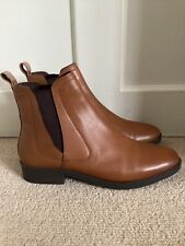 Joules Tan 100% Leather with Rose Gold Trim Chelsea Boots, UK Size 6, EU 39