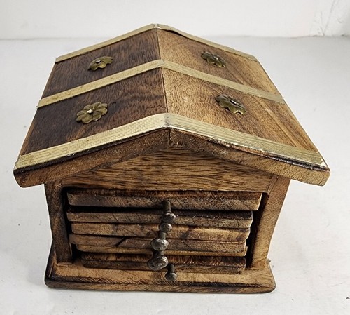 Vintage wooden brass hut mid - wooden,