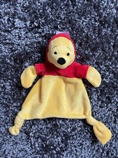 DISNEY WINNIE THE POOH Baby Comforter Yellow Red Soft Toy Blankie hooded Blanket