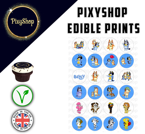 24x bluey edible - bluey, wafer/icing