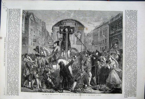 Original old antique print - old,