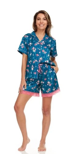 Satin pyjamas set - satin, flora