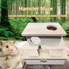 Hamster House Log Movable Roof Stable 6 Bedrooms Pet Hideout House for Hamsters