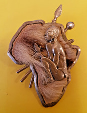 Beautiful Handmade Vintage White Metal Candida South Africa Tribal Brooch