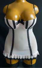 Ann Summers Underwired Suspender Cami, Pink Sheer Mesh & Black Lace, UK 14-16