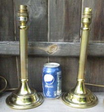 Pair Vintage Quality Cast Brass Reeded/Fluted Column Table / Bedside Lamp Bases