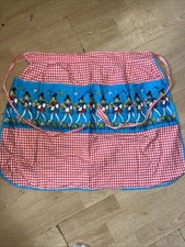 Waist Apron Gingham Red And White With Blue Details