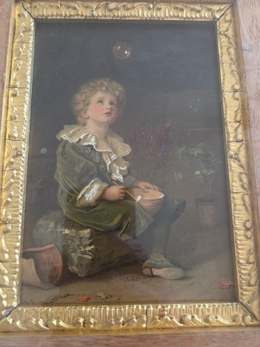 Antique framed oleograph - antique,