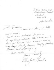 Elizabeth Seal British actress HAMMER HORROR Signed Letter Autographed