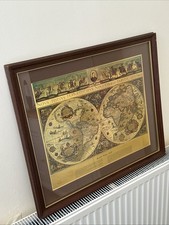 Vintage Gold Foil BLAEU WALL MAP Rare Nova Totivs Terrarom Sive Novi Orbis World