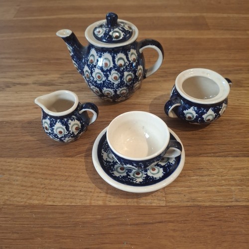 Polish pottery miniature tea - pottery,