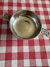 Scottish Piper Pewter Quaich with Celtic Knot Ring. Made For Earlshall Castle