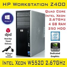 HP Z400 Intel Xeon QUAD Core W3520@2.67GHz 4GB RAM 250GB HD Win10 Workstation PC