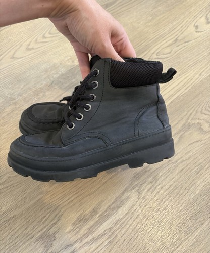 Girls black lace up boots - black,
