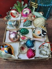 JOB LOT VINTAGE BAUBLES MERCURY GLASS SOME V RARE SHAPES, BIRDS GABLONZ CONCAVE