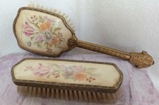 Vintage Dressing Table Embroidered 2 Brush  Set