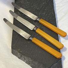 Vtg Dainty Butter Knives X 3 Bakelite Handles Stainless Blades Thomas Turner