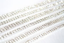 1M x SS12 Rhinestone Diamante Chain Trim Crystal Silver Decoration Crafts DIY UK