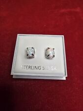 Beautiful Sterling Silver & White Opal Stud Earrings