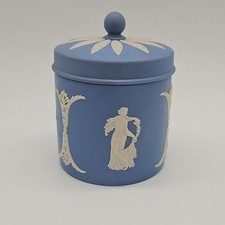 Wedgwood Jasperware Blue Dancing Hours Floral Girls Lidded Jar