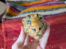 Vtg Chalkware Leopard Sculpture Head Mid Century MCM Tiki Kitsch Wall Art Hangin