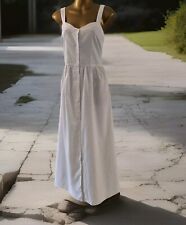 ASOS womens white LINEN button front strappy midi sun dress size 16 holiday